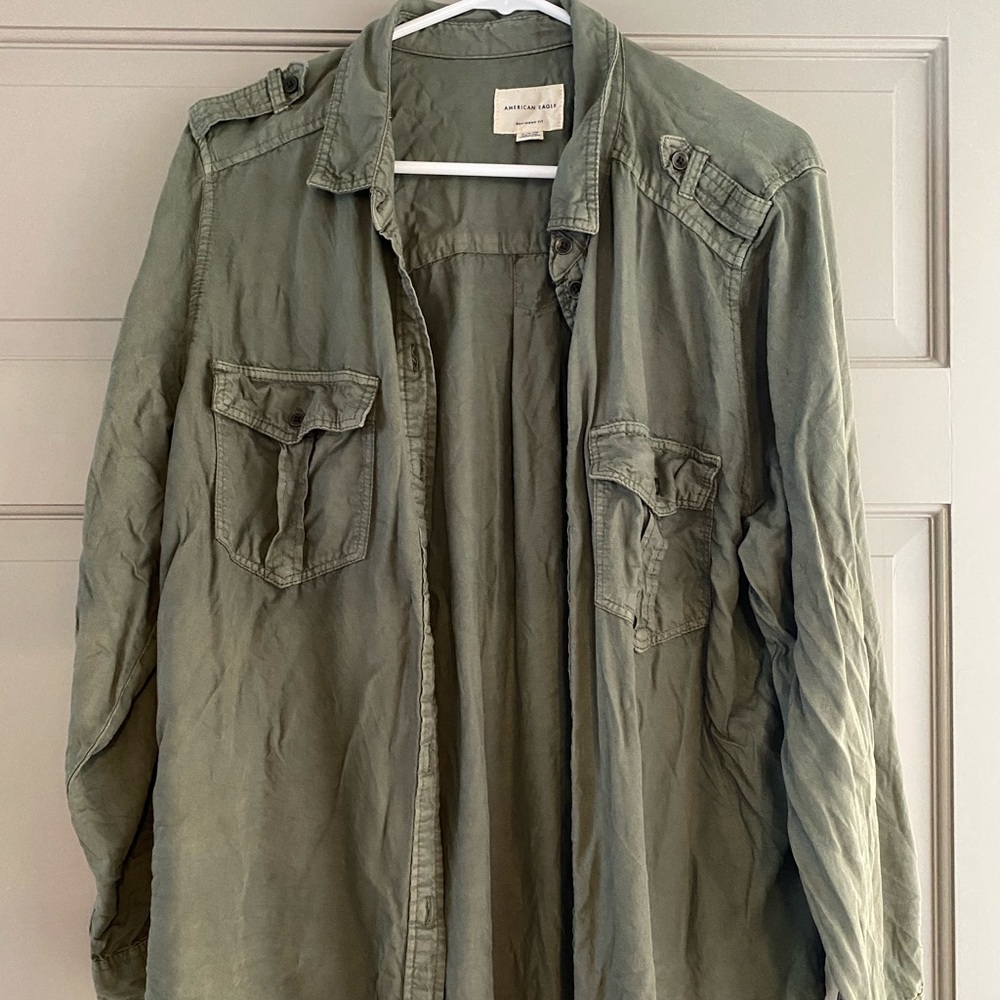 Army Green American Eagle button down